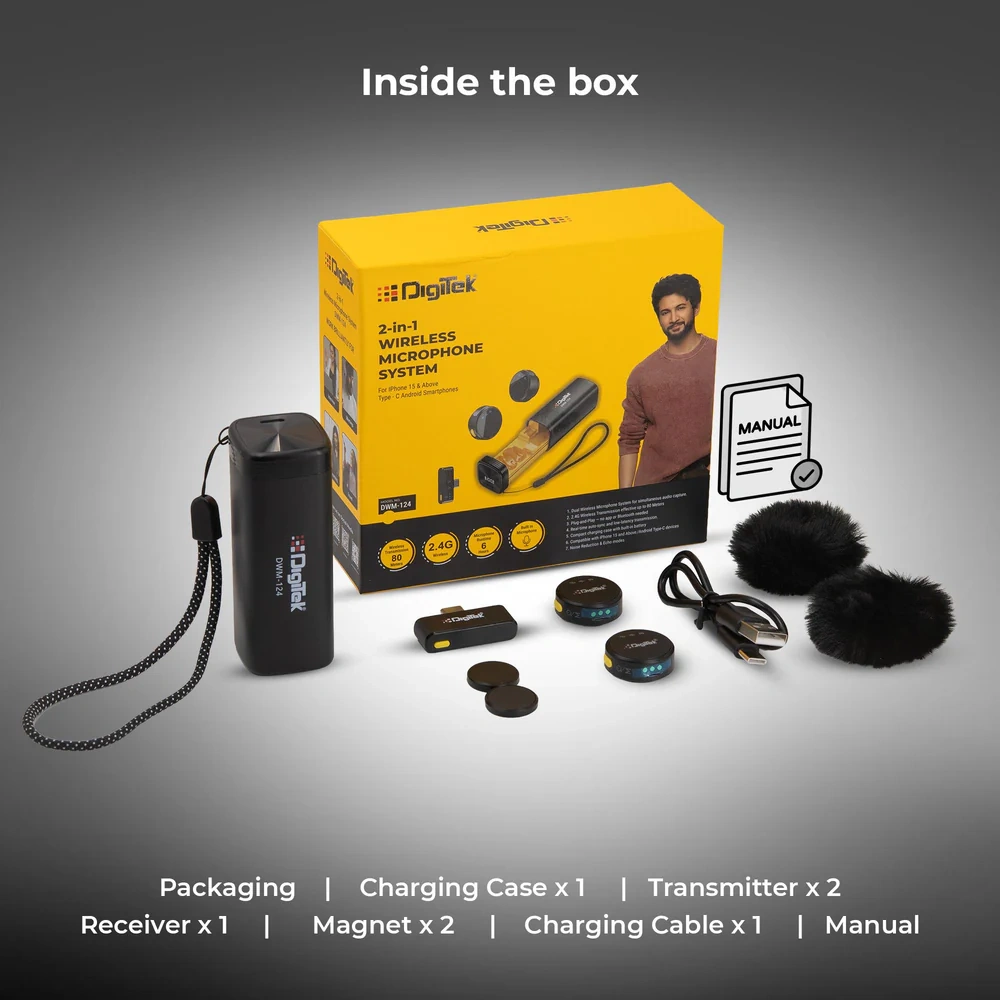 DigiTek Wireless Microphone Type C With 2 Mic (DWM-124) view 2